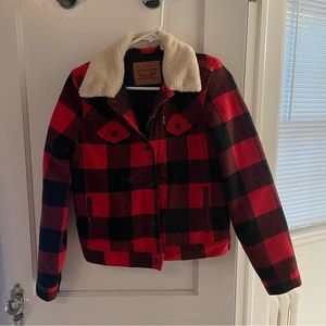 Levi premium buffalo plaid jacket with Sherpa collar